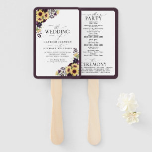 Abanico Programa Elegante Plum Purple Sunflower Watercolor