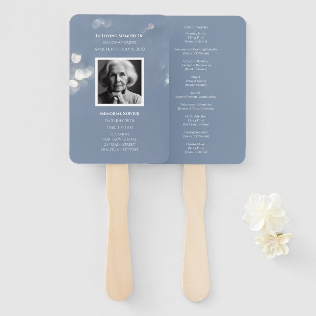 Abanico Programa en memoria de los funerales grises (Anverso y reverso)