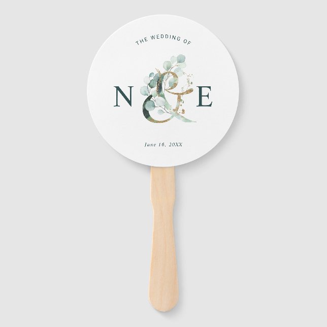 Abanico Programa Eucalyptus Ampersand Gold Green Wedding (Anverso)