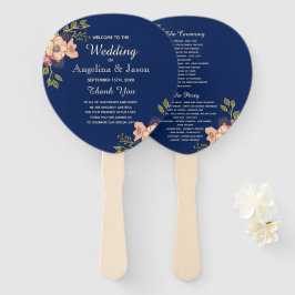 Abanico Programa Floral De Bodas Azules Y Rosa