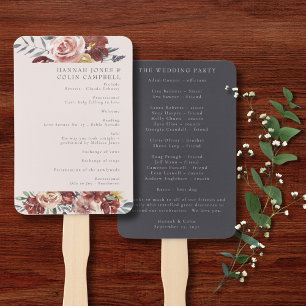 Abanico Programa Floral de Pewter y Blush Marsala Vintage