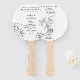 Abanico Programa Floral Moderno de Bodas Blancas y Negra