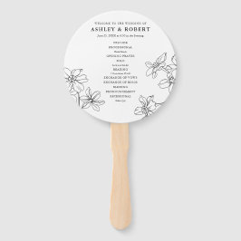 Abanico Programa Floral Moderno de Bodas Blancas y Negra