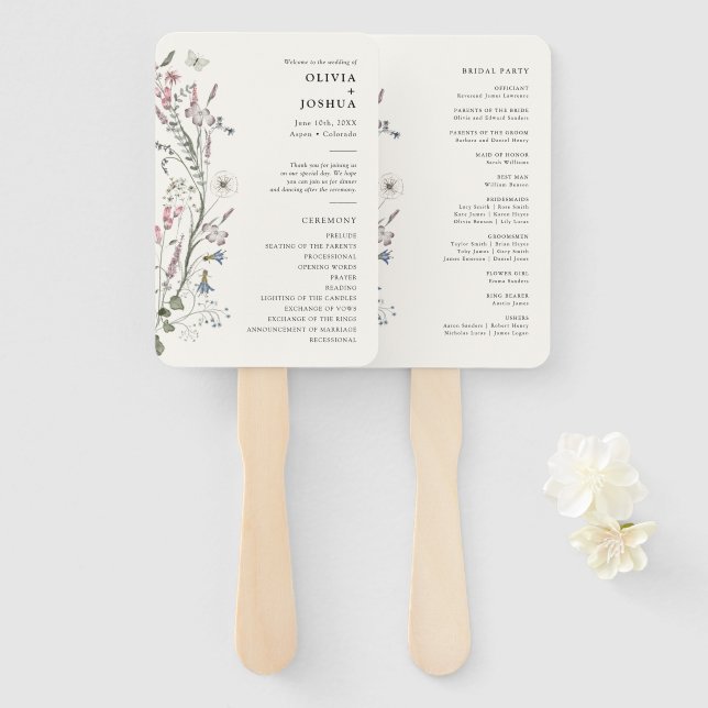 Abanico Programa Floral Pastel (Anverso y reverso)