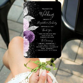 Abanico Programa Floral Purple Silver Black Wedding