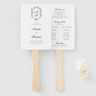 Abanico Programa formal de matrimonio de Escudos de monogr