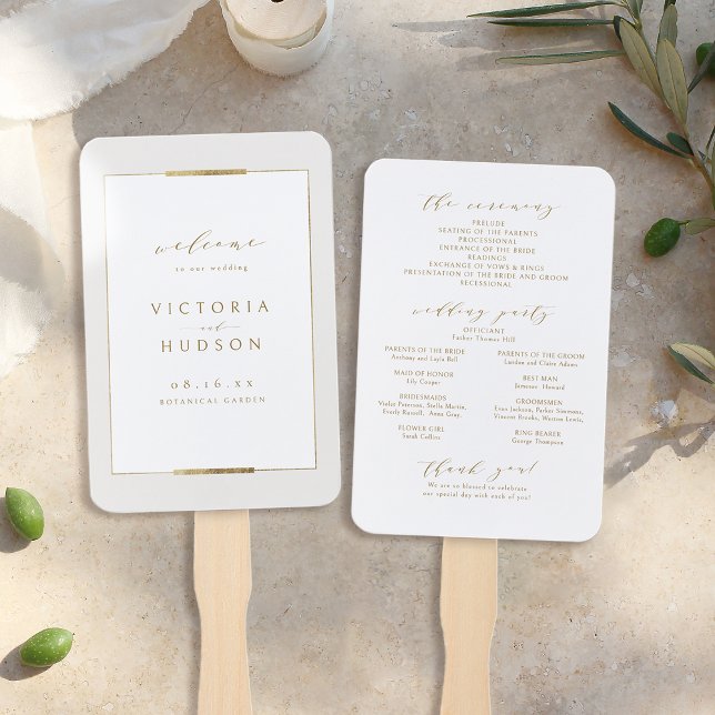Abanico Programa Framed Elegance Simple Modern Wedding (Framed Elegance Simple Modern Wedding program Hand Fan)