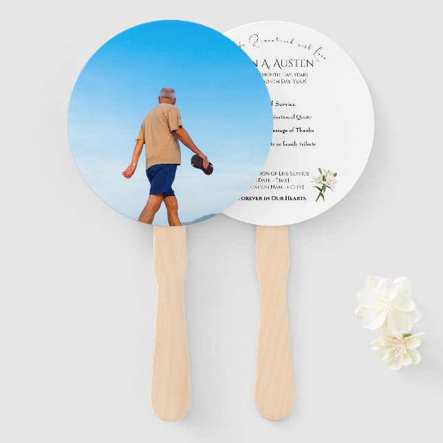 Abanico Programa Funeral Redondo Ventilador Espiritual y C (Anverso y reverso)