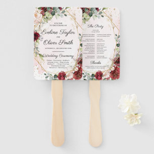 Abanico Programa geométrico de oro floral de Rubor burgund