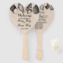 Programa Hand Fan Shells Beach Wedding Sea
