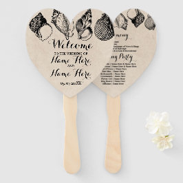 Abanico Programa Hand Fan Shells Beach Wedding Sea