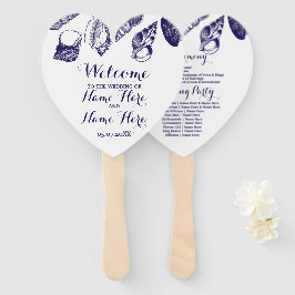 Abanico Programa Hand Fan Shells Beach Wedding Sea