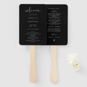 Abanico Programa JOVI Edgy Modern de la Boda Negra Minimal