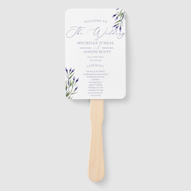 Abanico Programa Lavender Bliss Elegant Watercolor (Anverso)