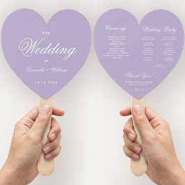 Abanico Programa Lavender Heart Wedt Wedding, Guión blanco