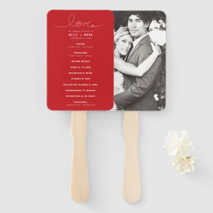 Abanico Programa Loopy Love Lines Red Heart Photo Wedding