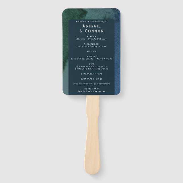 Abanico Programa Modernista Minimalista Azul Teal (Anverso)