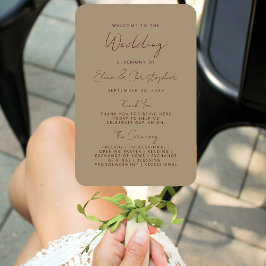 Abanico Programa moderno de Boda Dorada de escritura a man