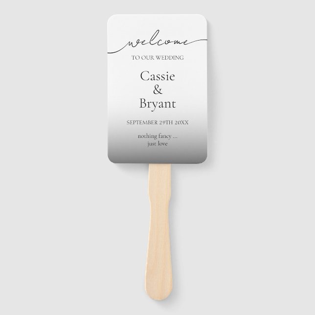 Abanico Programa moderno de casamiento de negros y blancos (Anverso)