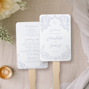 Abanico Programa Monograma Dusty Blue Vintage Flourish
