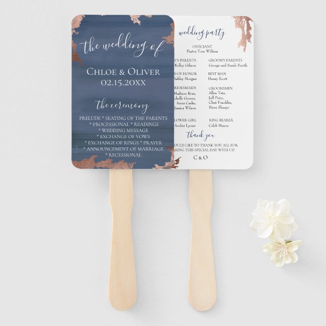 Abanico Programa Moody Blue Copper Wedding (Anverso y reverso)