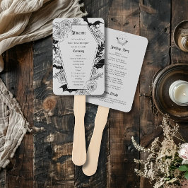 Abanico Programa Moody Gothic Floral Coffin de Boda Gris