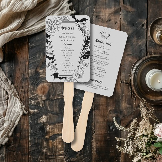 Abanico Programa Moody Gothic Floral Coffin de Boda Gris (Subido por el creador)