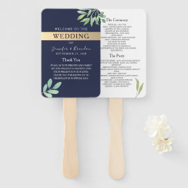 Abanico Programa Navy Blue Gold Wedding