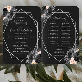 Abanico Programa Peach Floral Silver Geo Black Wedding