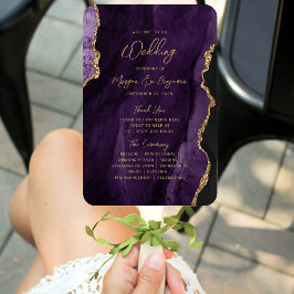 Abanico Programa Purple Gold Agate Script Wedding