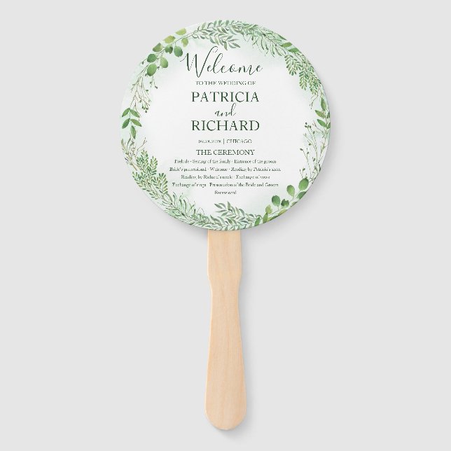 Abanico Programa Redondo de Boda de Vegetación Romántica (Anverso)