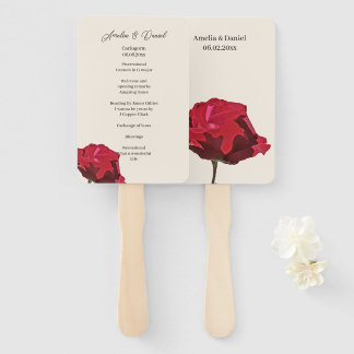 Abanico Programa Romántico de Ceremonia de Bodas de Rosa R