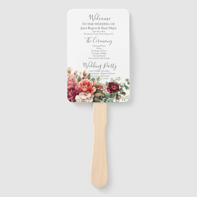 Abanico Programa Rosa de Boda de Eucaliptos Florales (Anverso)