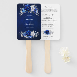 Abanico Programa Royal Blue White Silver de Boda Floral