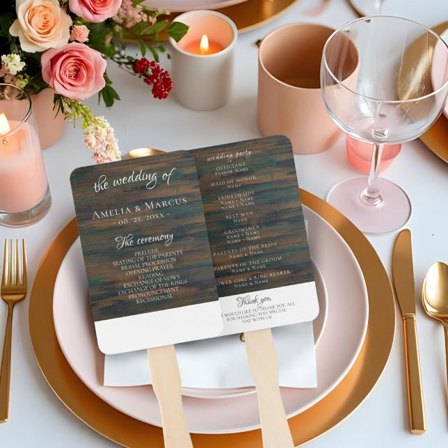 Abanico Programa Rustic Dark Wood Wedding (Subido por el creador)