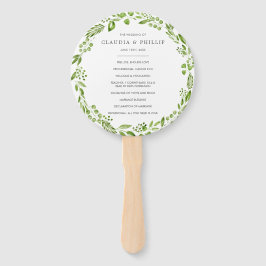 Abanico Programa Rústico de Boda de Oliva Verde