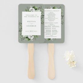 Abanico Programa Sage Green Elegant Floral Wedding