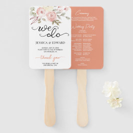Abanico Programa Salmon Floral Elegante Boda Oscura