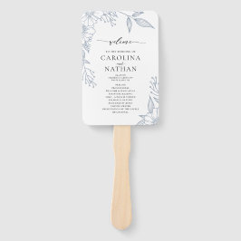 Abanico Programa Sencillo Elegante Floral Dusty Blue Weddi