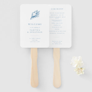 Abanico Programa simple de bodas de conchas marinas de col