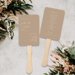 Abanico Programa simple de matrimonio moderno en beige Min