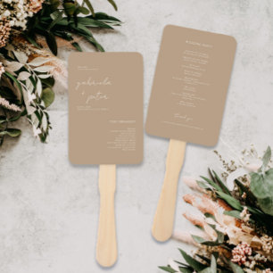 Abanico Programa simple de matrimonio moderno en beige Min