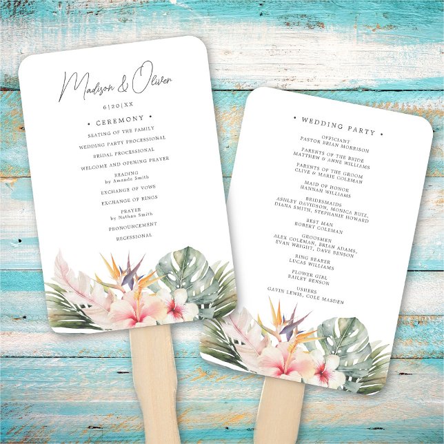 Abanico Programa Tropical Botánico de Boda Elegante Floral (Subido por el creador)
