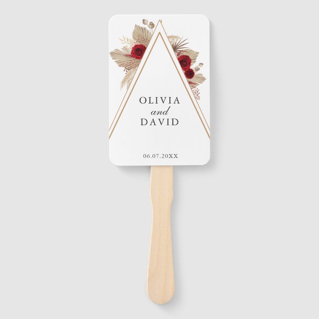 Abanico Programa Tropical Burgundy Rosa de Boda Jardín (Anverso)