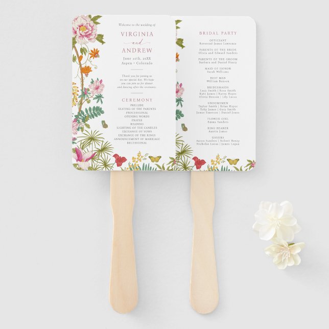 Abanico Programa Vintage Floral (Anverso y reverso)