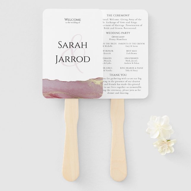 Abanico Programa Viva Magenta de bodas modernas conjunto d (Anverso y reverso)