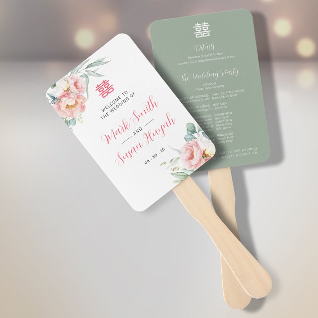 Abanico Programa y Cronología de Boda Peony Doble Felicida (Subido por el creador)