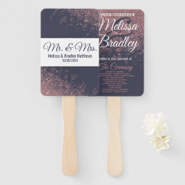 Abanico Programas de Boda Azul de la Marina Purpurina de O