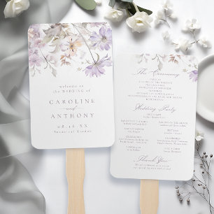 Abanico Programas de Boda Boho Florales Elegantes Morados