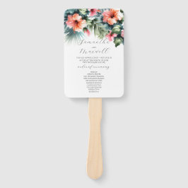Abanico Programas de Boda de Acuarela Hibiscus Tropical
